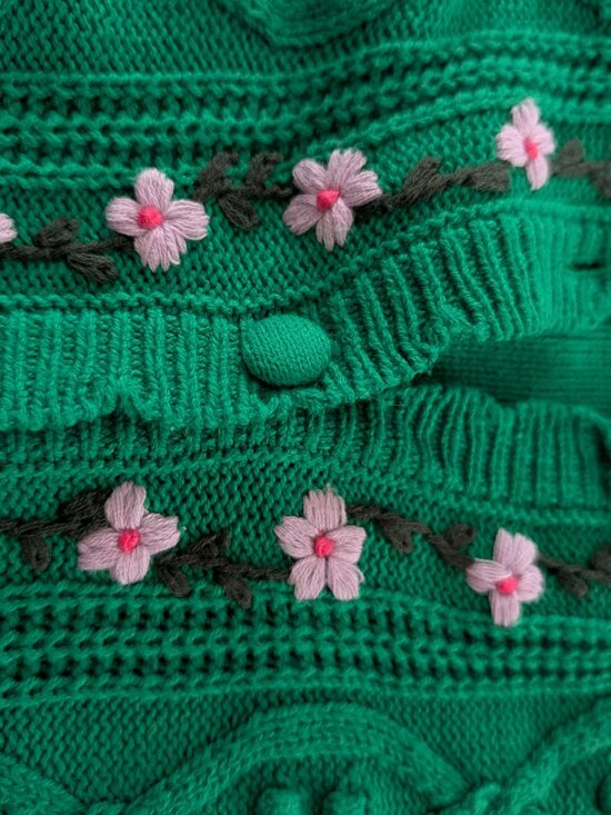 Monsoon Embroidered Green Cardigan | Size Large | Floral Detail | Cottagecore - Picture 8 of 8